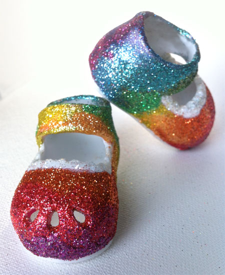 Glittered Rainbow Baby Shoes Ornament | Violet Cottage